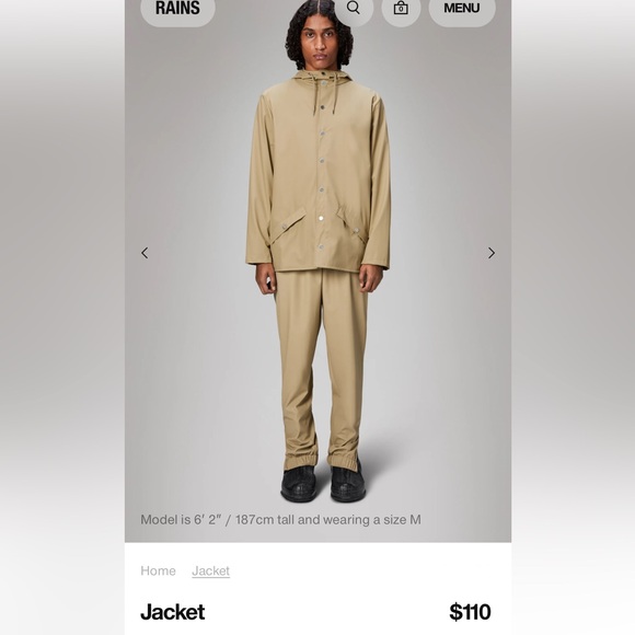 Rains Unisex Rain Jacket in color Sand, Size Medium, NWT - Picture 4 of 8